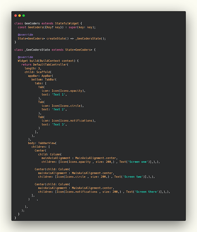 إنشاء TabBar في فلاتر إنشاء TabBar في فلاتر
