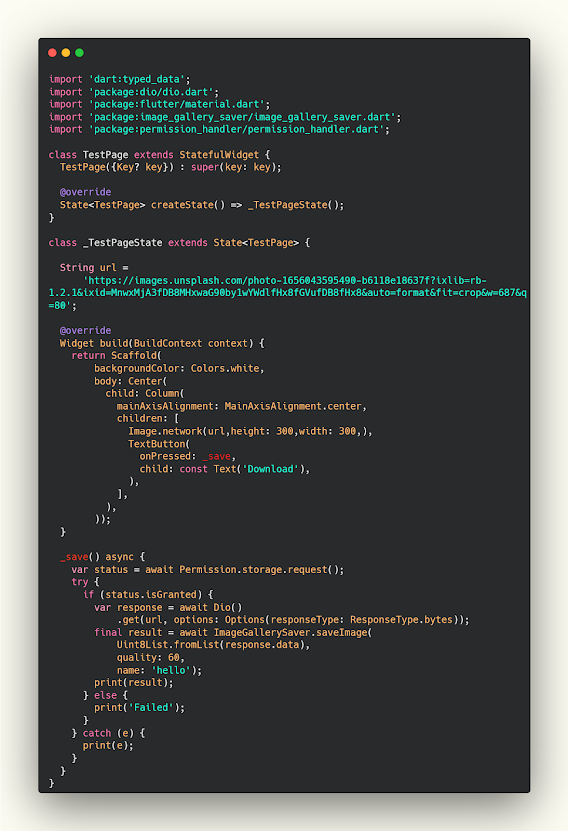 How to save image in real device from flutter