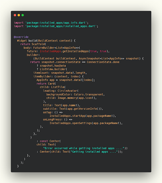 How to show all installed apps in flutter