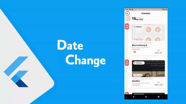 تطبيق لتغيير التاريخ الموجود بالاعلى بتاريخ المنشورات التي تشاهدها في flutter