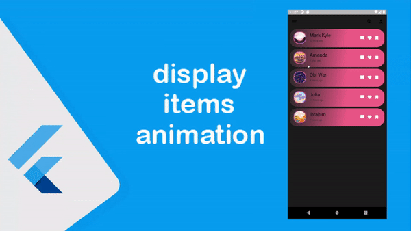 عمل تاثير في اثناء فتح العناصر وعرضها في flutter