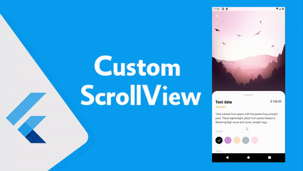 تصميم ui باستخدام Flutter لصفحة عرض تفاصيل المنتج مع Animation