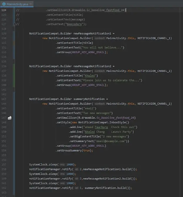 كيفية اضافة الاشعارات داخل مجموعة في اندرويد ستوديو - Create a Group of Notifications