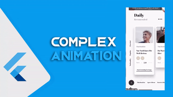 تصميم تطبيق بسيط لعرض الاشخاص مع وجود complex animation في Flutter