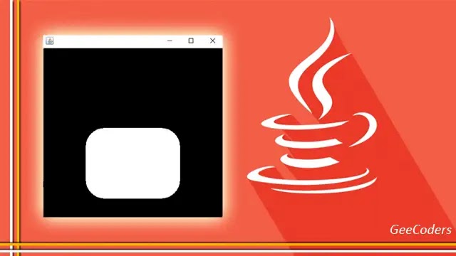 كود برمجة بلغة الجافا لطباعة رسم مربع ومستطيل منحني الزوايا | Draw curved square java code