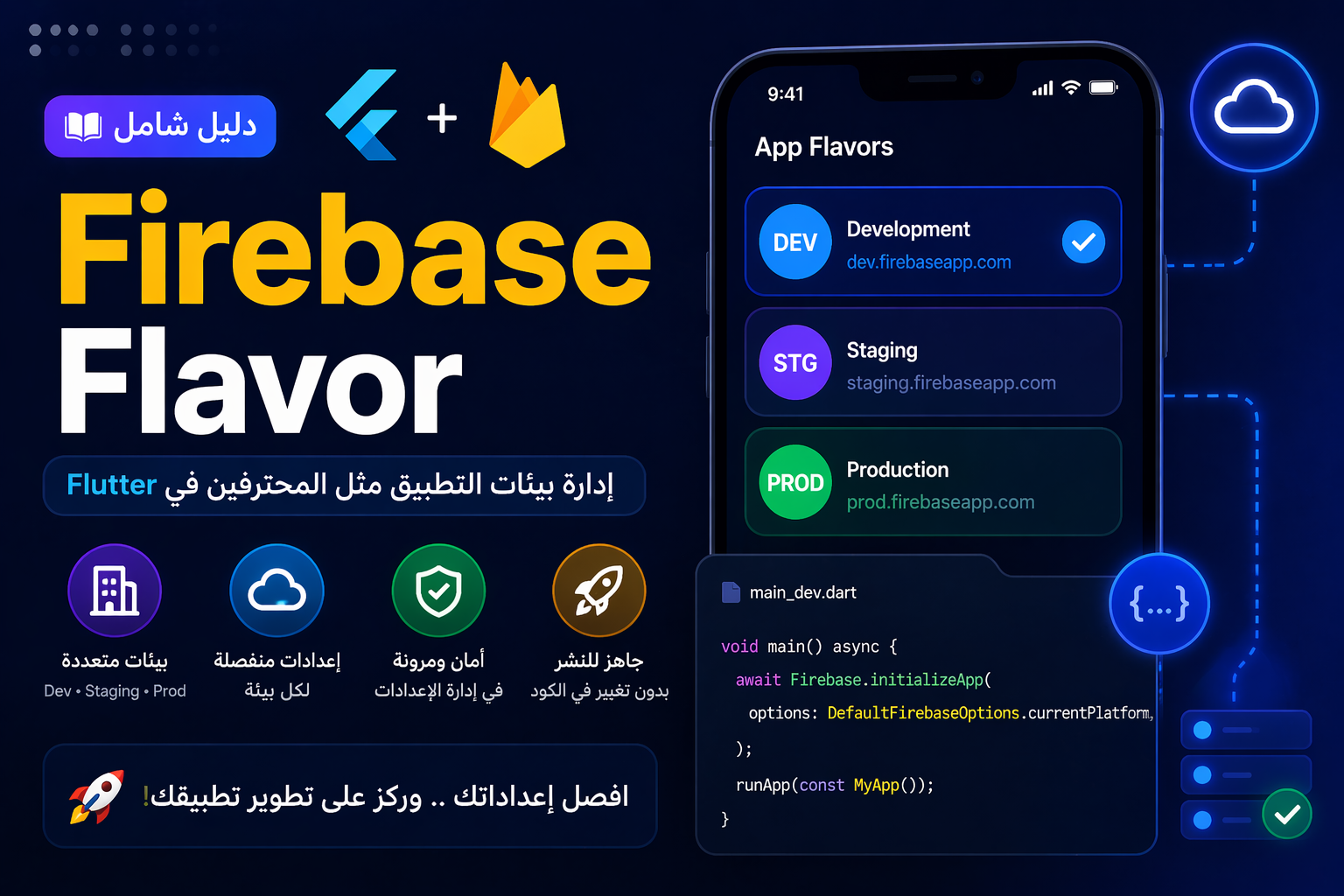 تشغيل Firebase CLI مع أكثر من Flavor في Flutter باستخدام FlutterFire