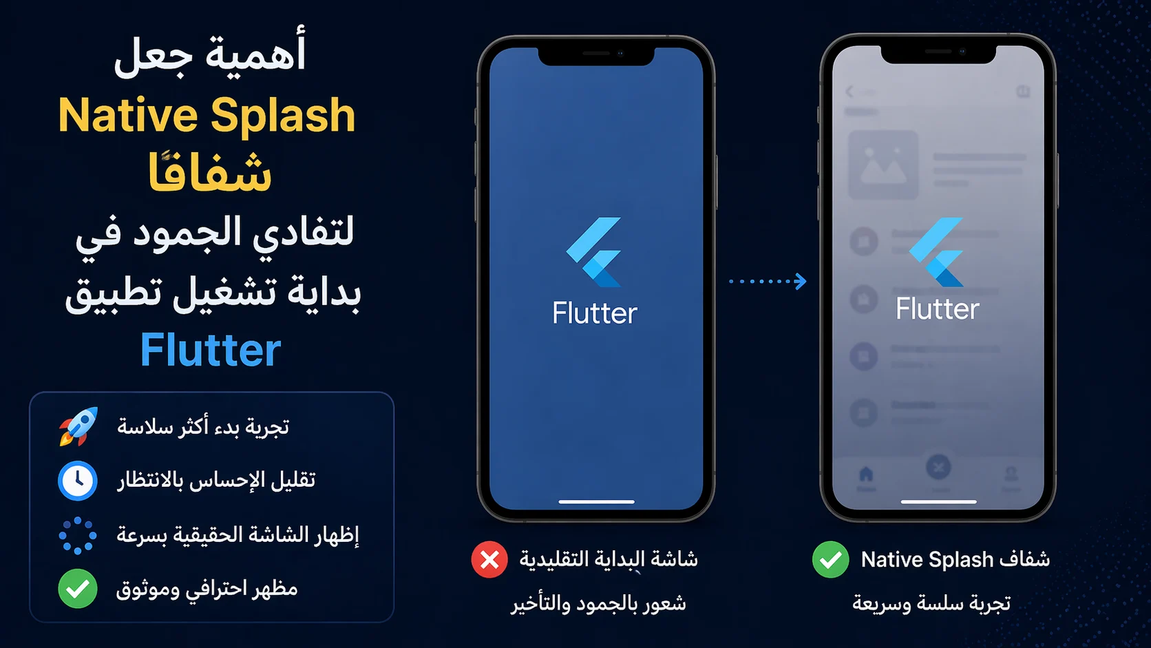 أهمية جعل الـ Native Splash شفافًا لتفادي الجمود في بداية تشغيل تطبيق Flutter