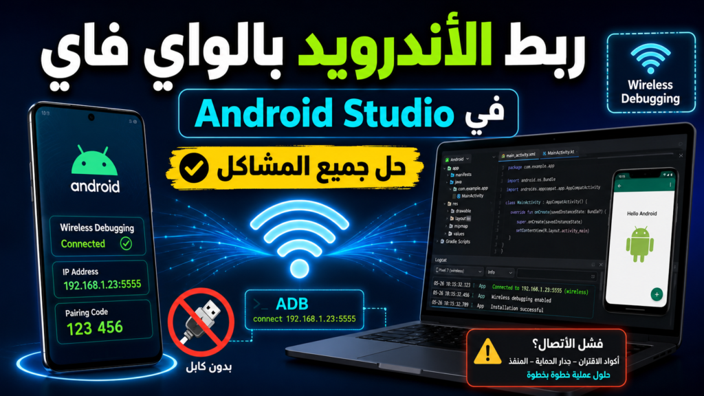 كيفية ربط جهاز الأندرويد بالـ Wireless في Android Studio وحل مشكلة Device Unauthorized