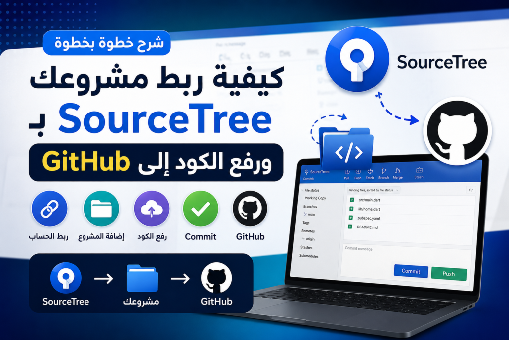 شرح SourceTree للمبتدئين | ربط مشروعك مع GitHub ورفع الكود خطوة بخطوة
