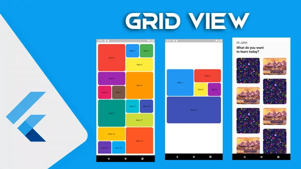 شرح استخدام grid view مع staggered في Flutter بعدة انماط