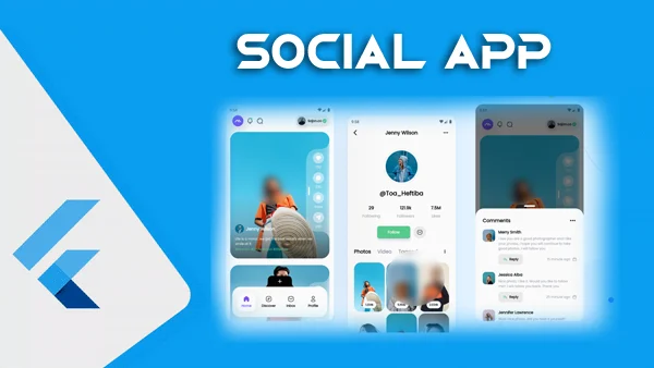 تطبيق سوشيال ميديا باستخدام Flutter مع تصميم مختلف